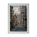 Framed photograph of a street scene with Mount Fuji in the background cheku Premium Photography Print Fuji Street