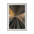 Framed photograph of a train in motion through a tunnel cheku Premium Photography Print Train Movement
